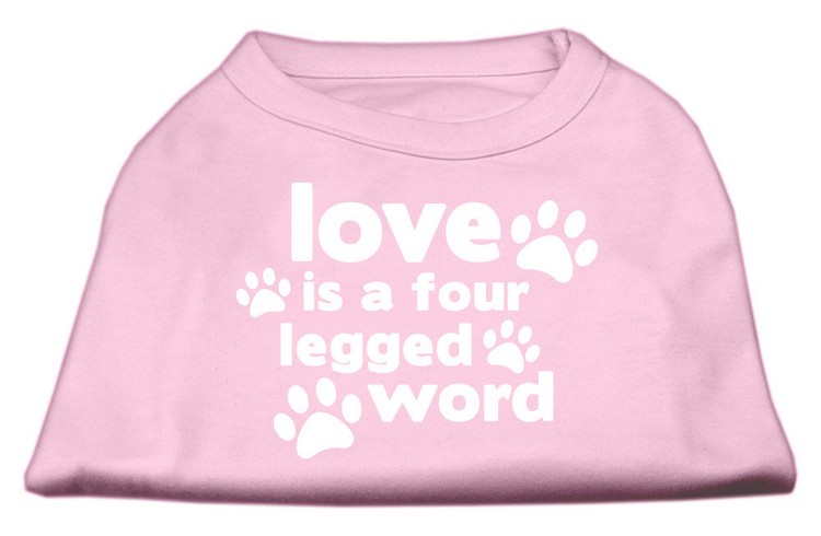 Love is a Four Leg Word Screen Print Shirt Light Pink XL